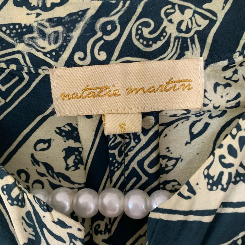 Natalie Martin Green Print Silk Midi Tunic Dress - Picture 7 of 8